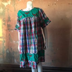 Plaid and Holly Vintage Christmas muumuu